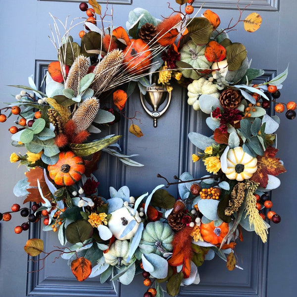 Fall front door rustic wreath
