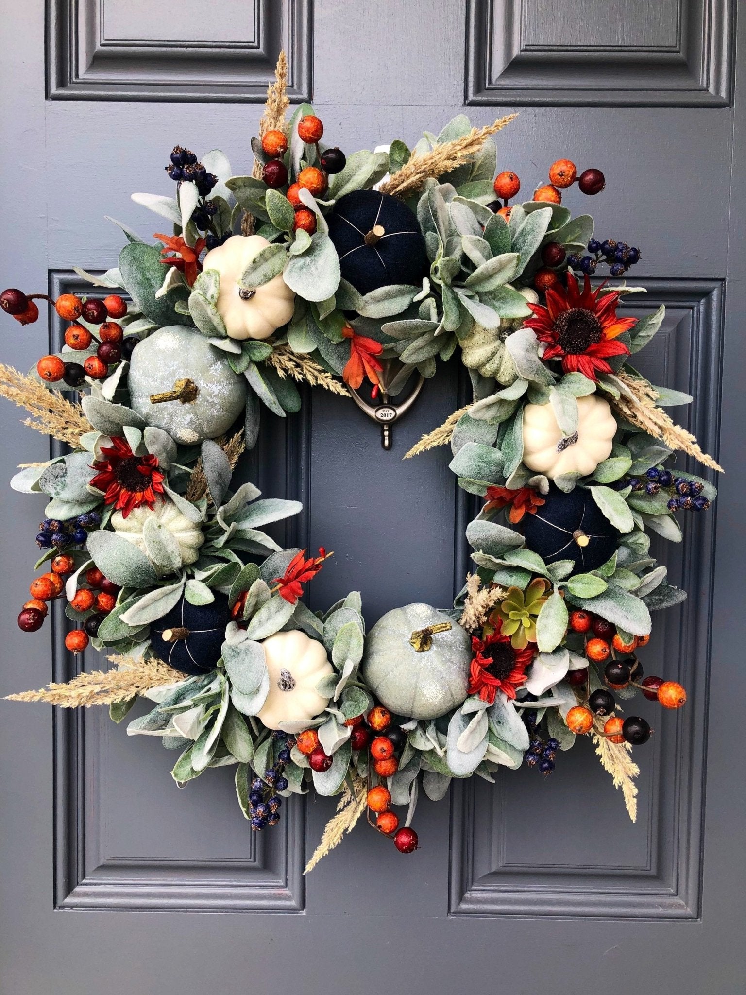 Year round lambs ear and peony wreath, blue gray discount lamb’s ear wreath.