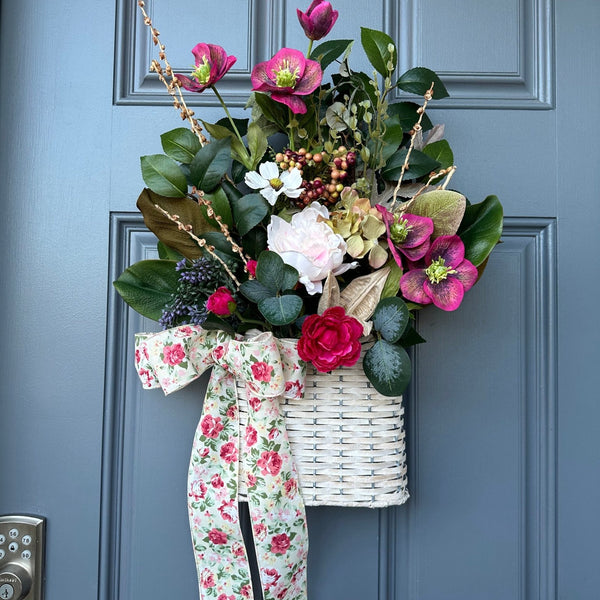 Farmhouse Front Door Basket: Stunning Flowers