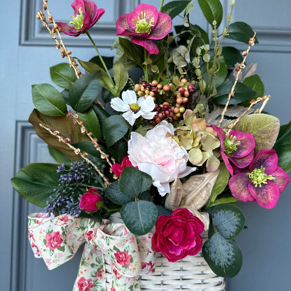 Farmhouse Front Door Basket: Stunning Flowers