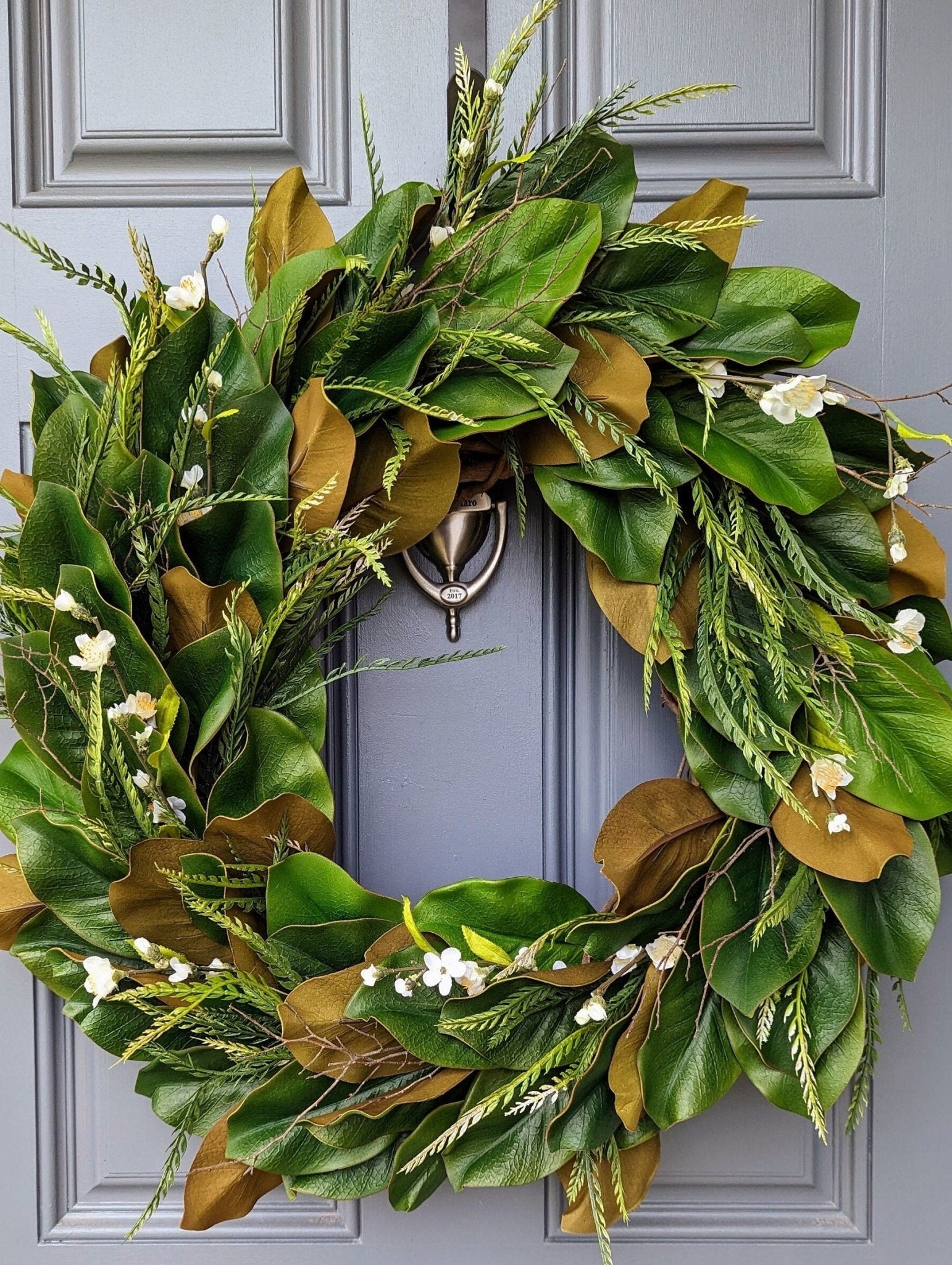 Magnolia Greenery Wreath for Front Door, Year Round Wreath, store Farmhouse Magnolia Wreath, Magnolia Wreath