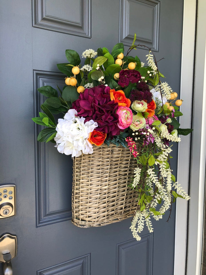 Front Door Wicker Basket Wreath