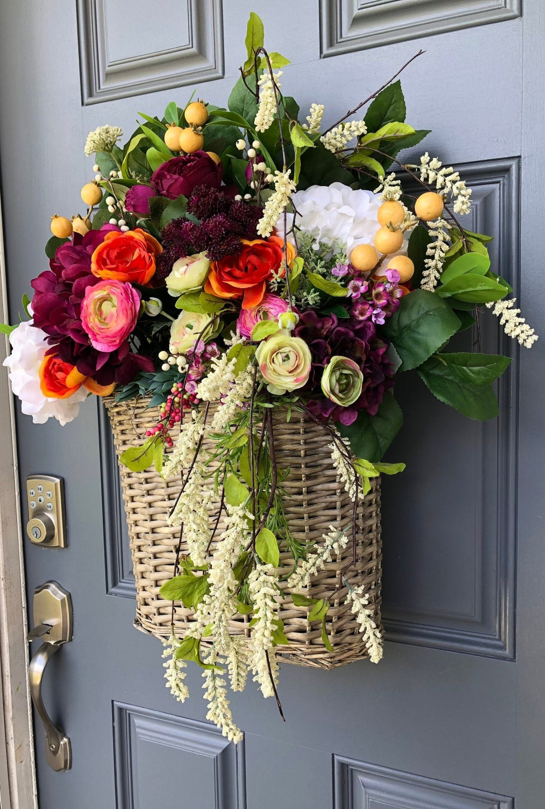 Front Door Wicker Basket Wreath