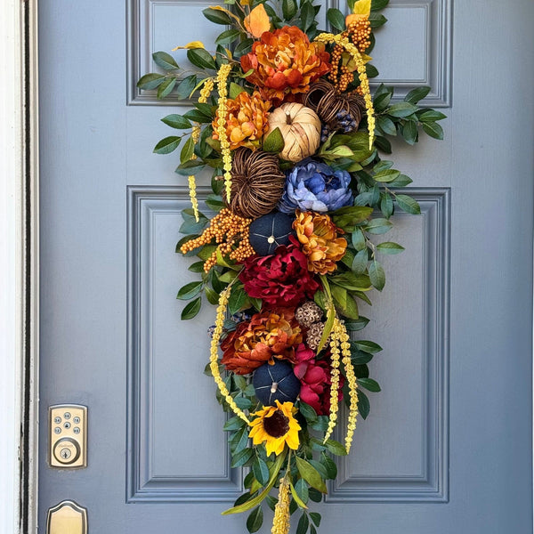 Fall wreath swag front door