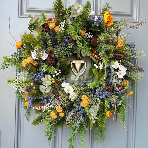 Rustic artificial wreath front door | Everyday wreath | Farmhouse style | Natural looking wreath with berries | Wall decor | Gift for her