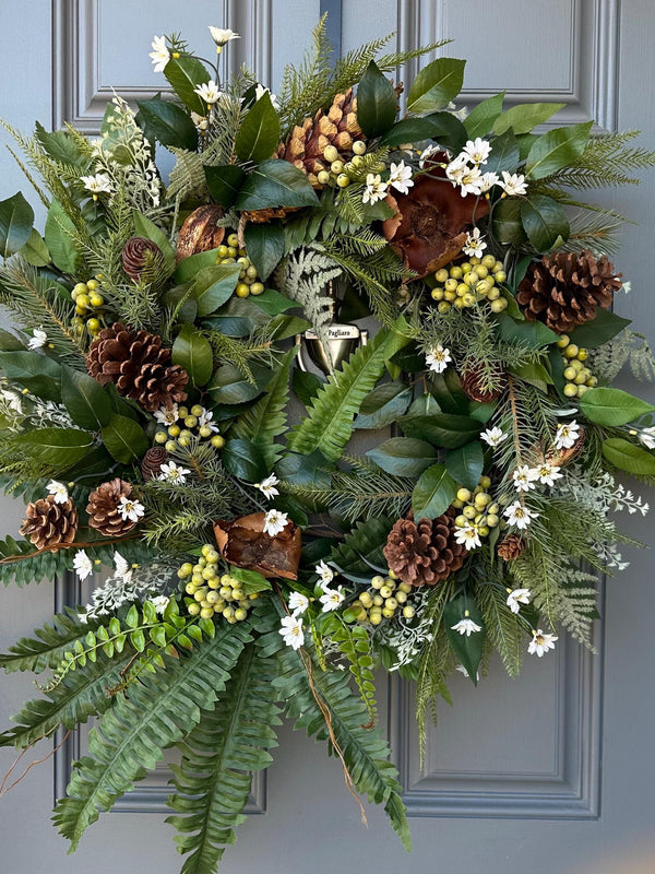 Year round greenery wreath, artificial, housewarming gift,