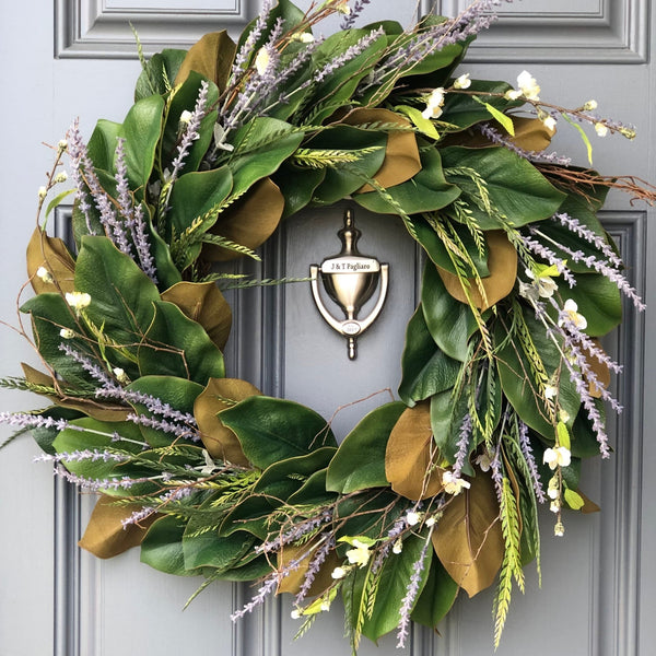 Magnolia, Lavender and Wildflower Wreath