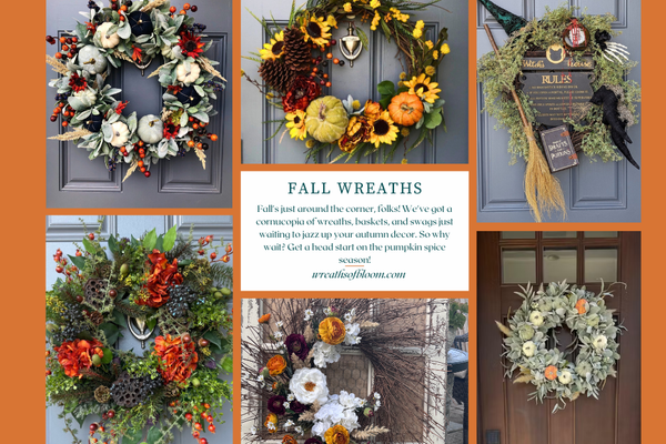 Image of several fall wreaths 