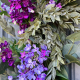 Eucalyptus and lilac front door wreath