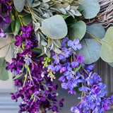 Eucalyptus and lilac front door wreath
