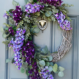 Eucalyptus and lilac front door wreath