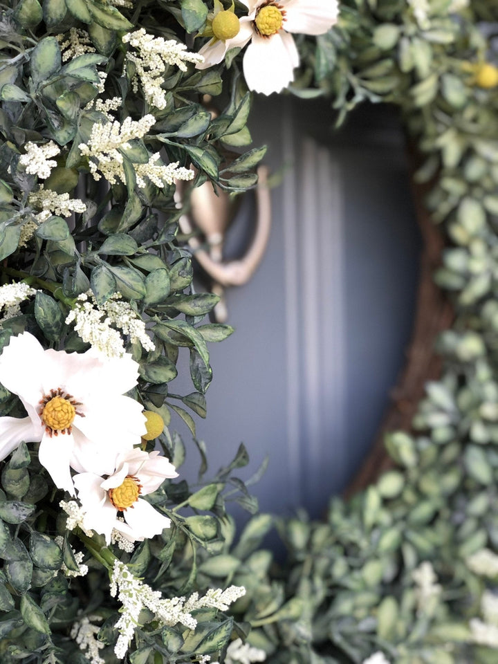 Eucalyptus and white flower Wreath front door