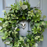 Eucalyptus greenery wreath - on grey front door