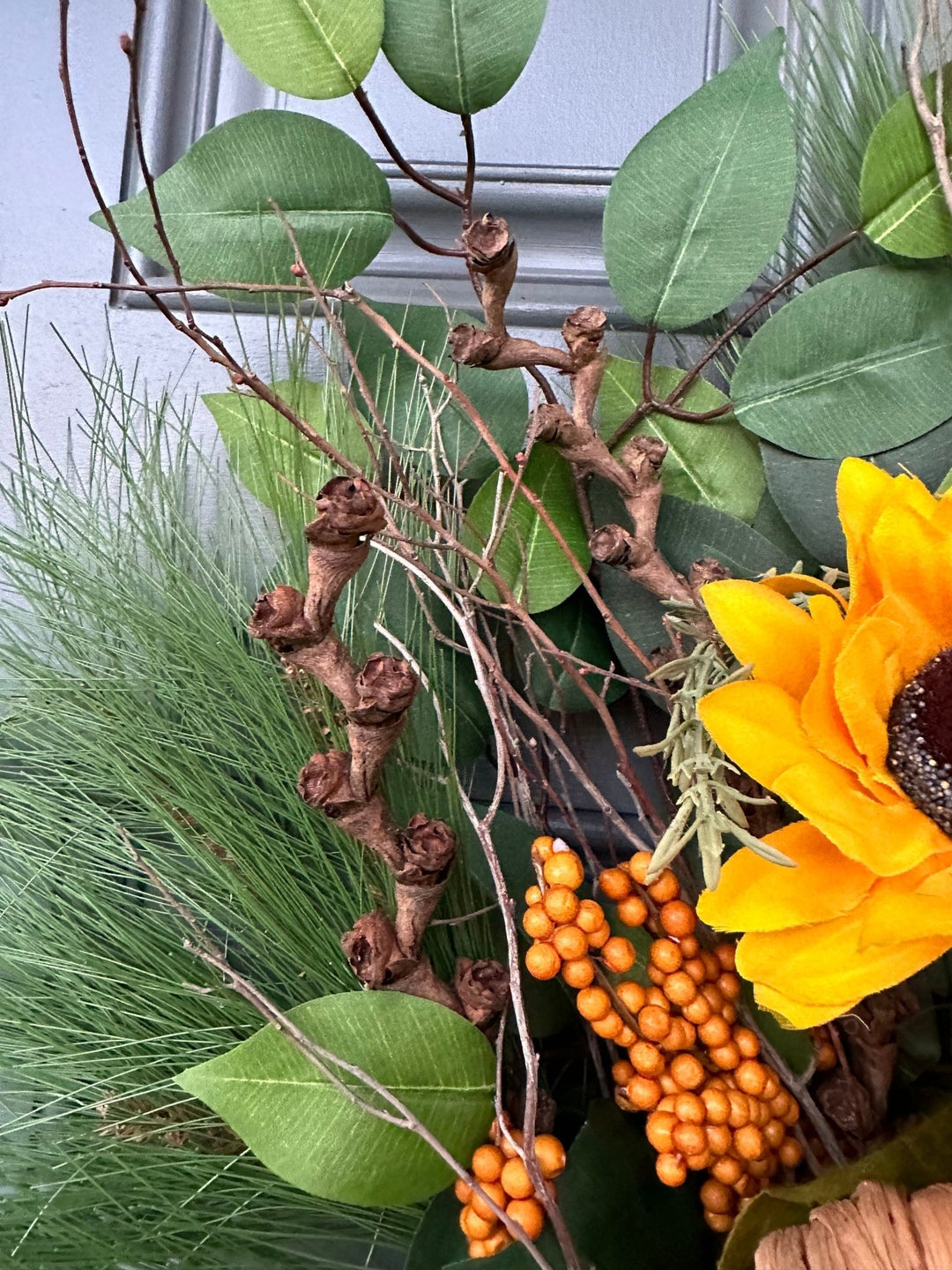 Fall basket wreath for front door