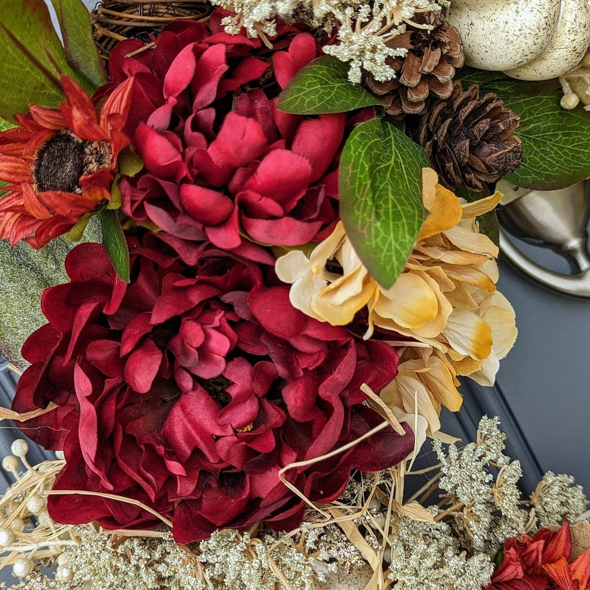 Fall Florals Wreath | Front Door Wreath | Pumpkin Wreath | Farmhouse Wreath | Cottage Wreath
