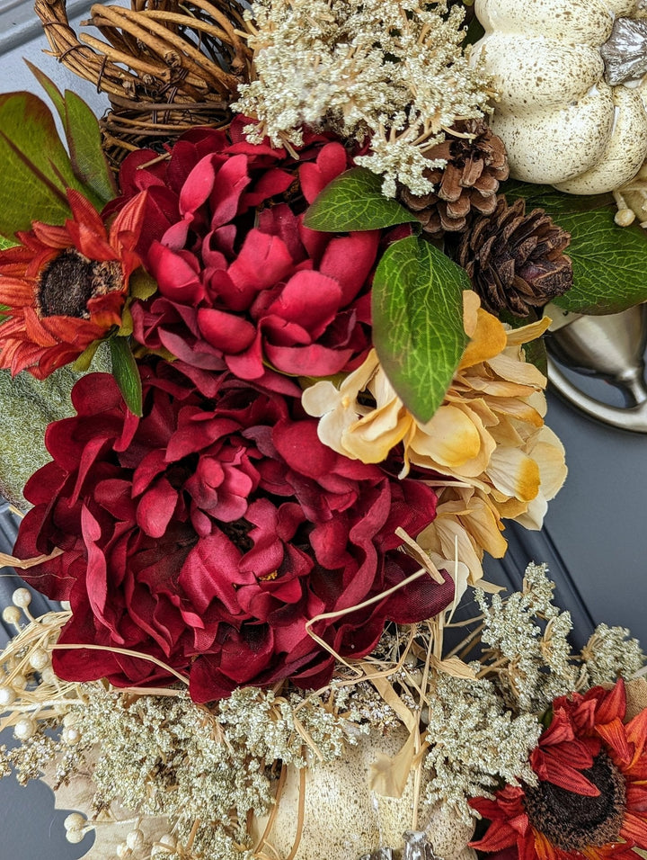 Fall Florals Wreath | Front Door Wreath | Pumpkin Wreath | Farmhouse Wreath | Cottage Wreath