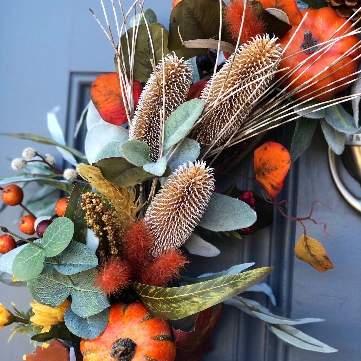 Fall front door rustic wreath