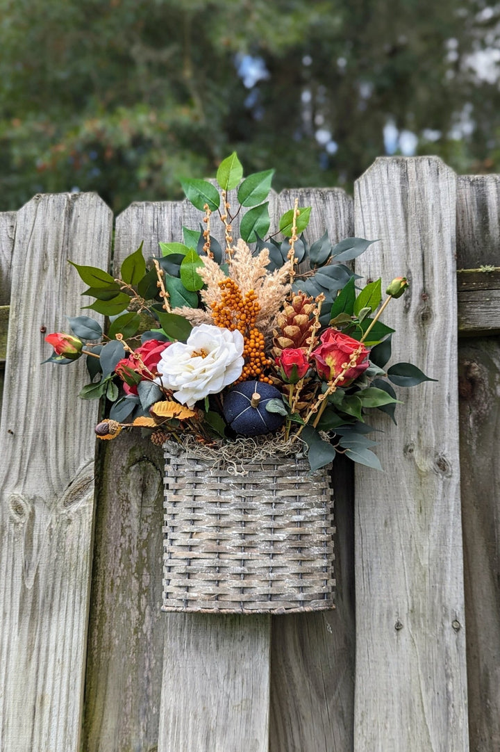 Fall front door wicker basket