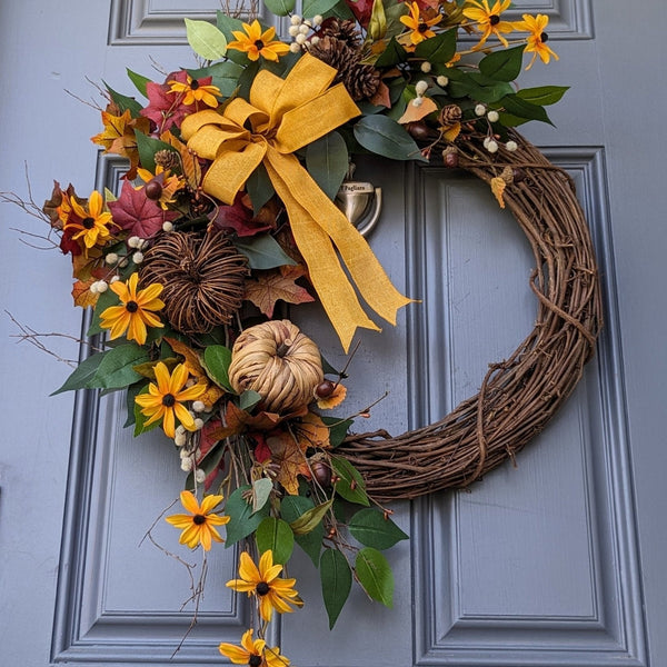 Fall Wreath for Front Door | Autumn Wreath | Farmhouse Wreath | Thanksgiving Wreath | Outdoor Wreath