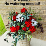 Front door geranium wreath