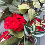 Front door geranium wreath