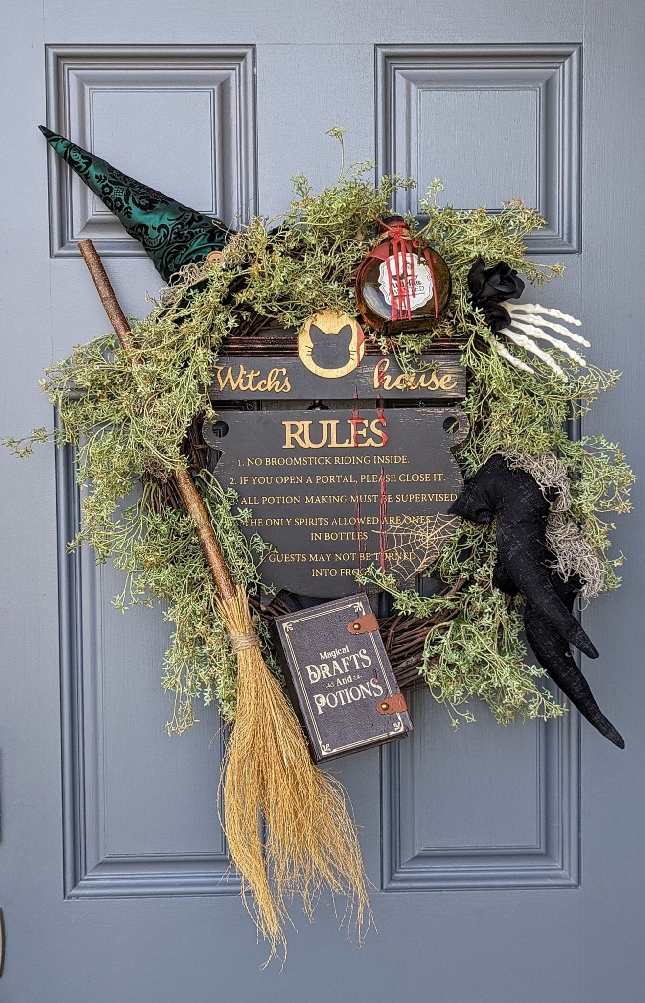 Witchy Halloween Wreath | Spooky Rustic Farmhouse Decor – Wreaths of Bloom