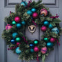 Handcrafted Christmas Pine Wreath with Purple