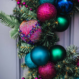 Handcrafted Christmas Pine Wreath with Purple