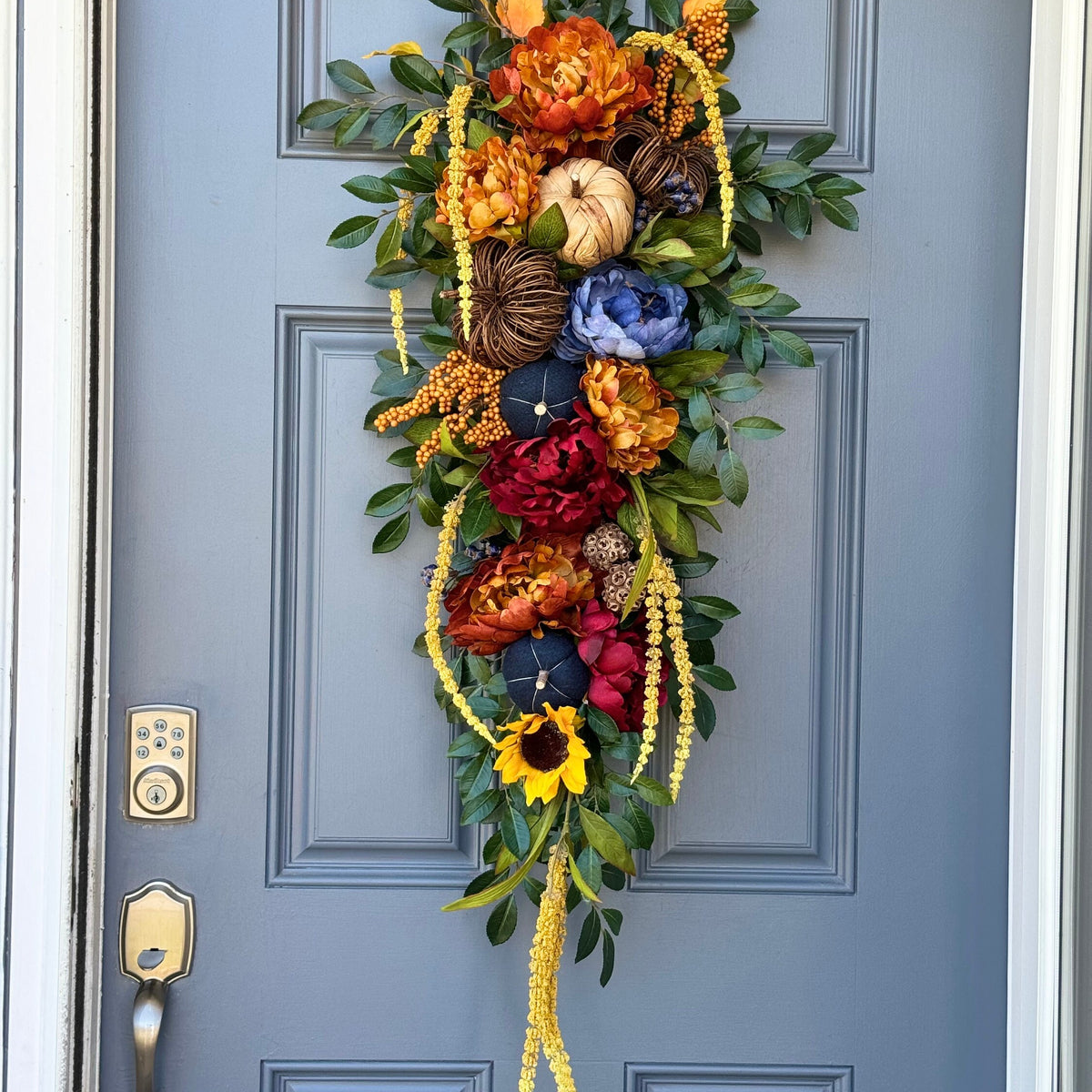 Fall wreath swag front door