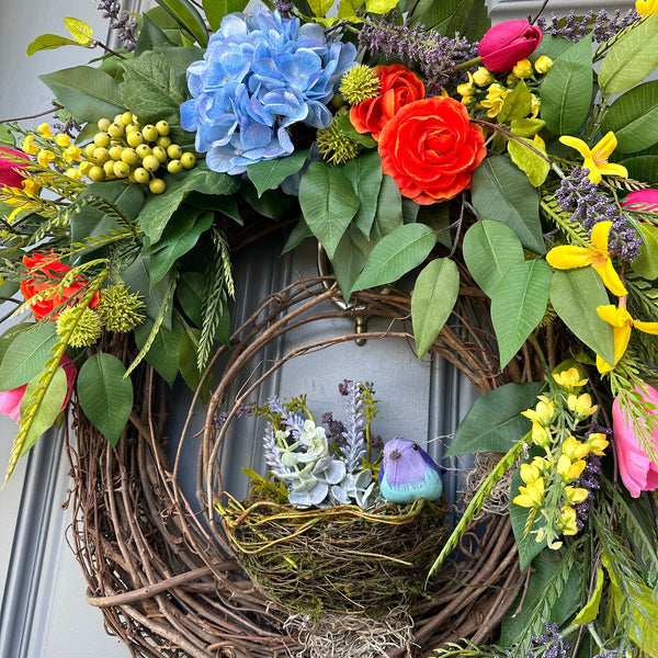 Bird Lovers Wreath Front Door