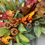 Fall front door eucalyptus wreath, Autumn wreath, Thanksgiving hostess gift, Harvest wreath, Fall foliage porch decor, Housewarming gift.