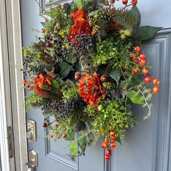 Wreath for front door, everyday wreath, housewarming gift, Thanksgiving wreath, year round , Fall wreath, farmhouse decor,hydrangea wreath