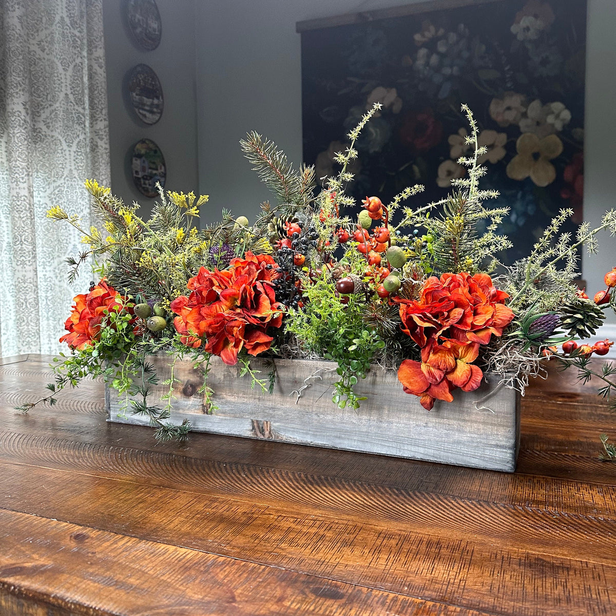 Table fall centerpiece, Thanksgiving table decor, Fall floral decor, Autumn arrangement, farmhouse decor, housewarming gift, hostess gift