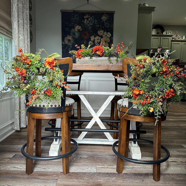 Rustic fall mini wreath set comes in pairs for back of chairs | Harvest wreath | housewarming gift | farmhouse rust hydrangea autumn wreath.