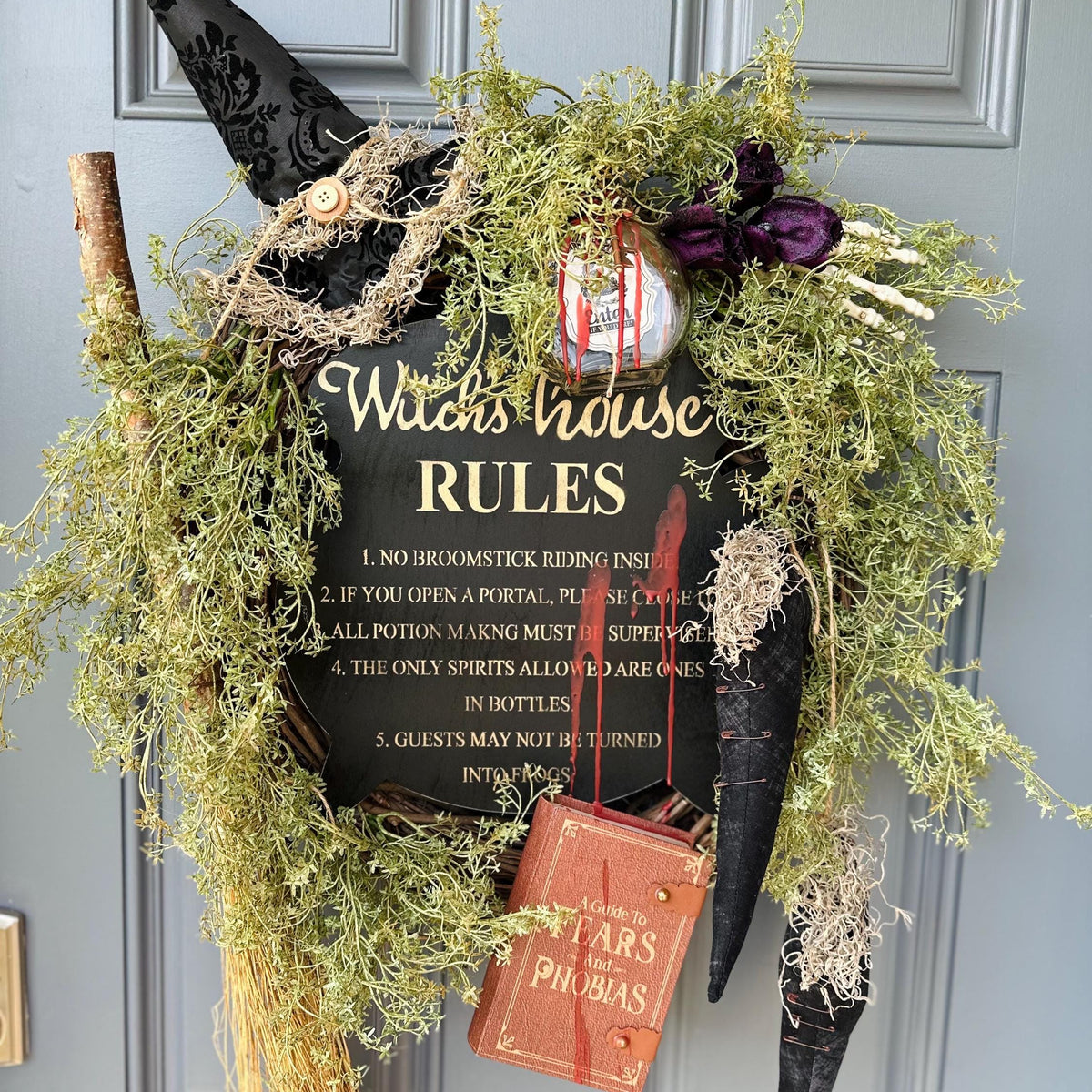 Spooky Halloween Wreath Witch's Rules Wreath