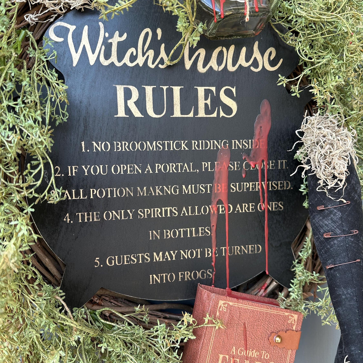 Spooky Halloween Wreath Witch's Rules Wreath