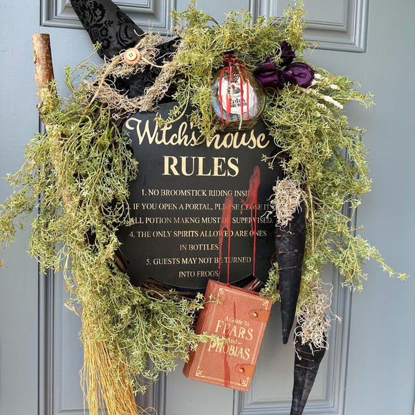 Spooky Halloween Wreath Witch's Rules Wreath