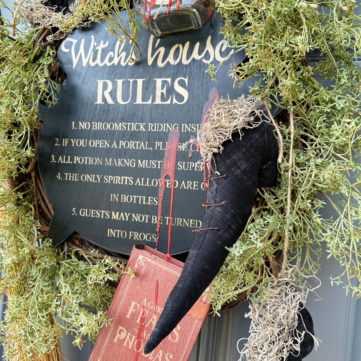 Spooky Halloween Wreath Witch's Rules Wreath