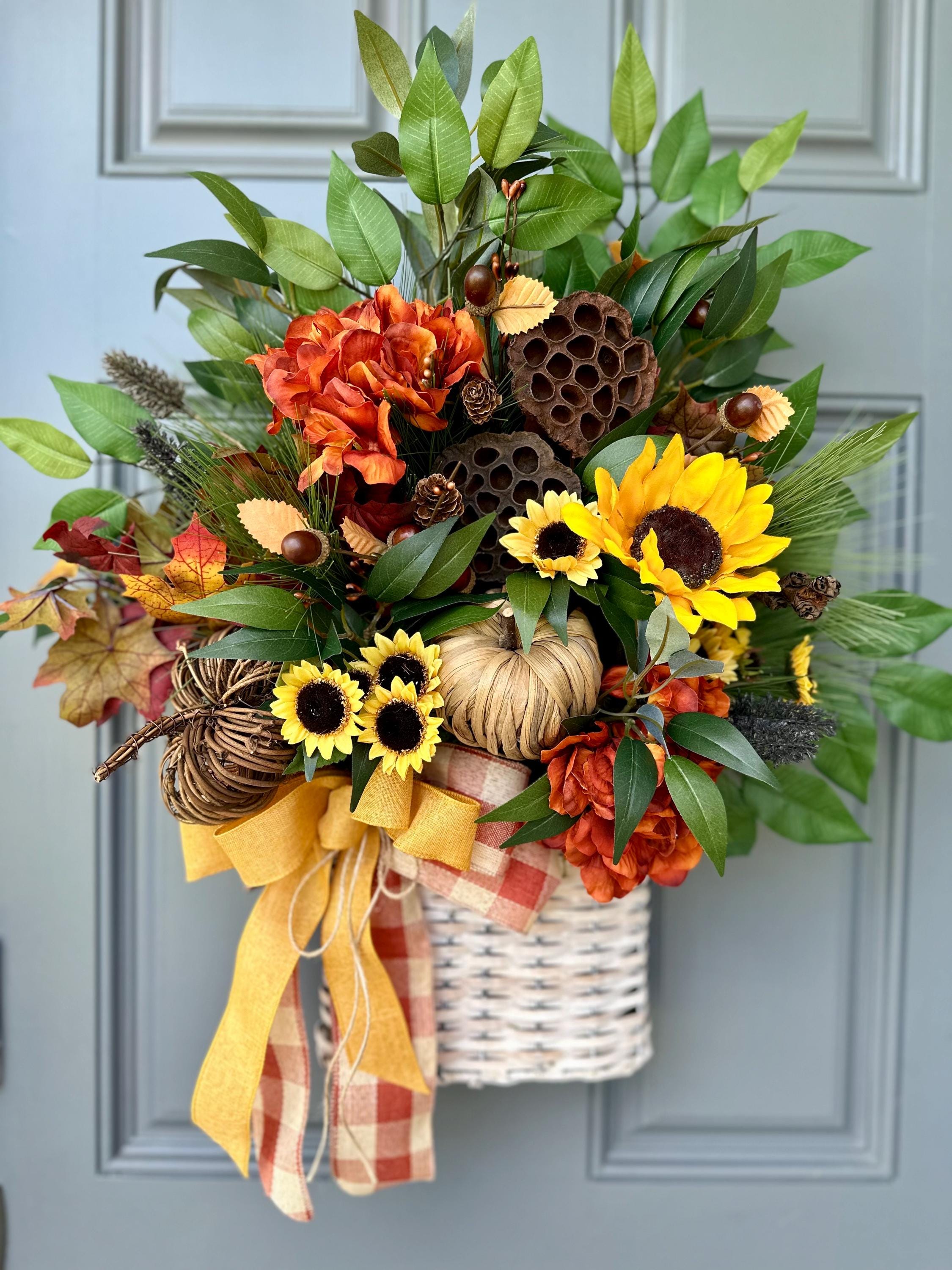 Autumn Splendor Front Door Basket Wreaths of Bloom