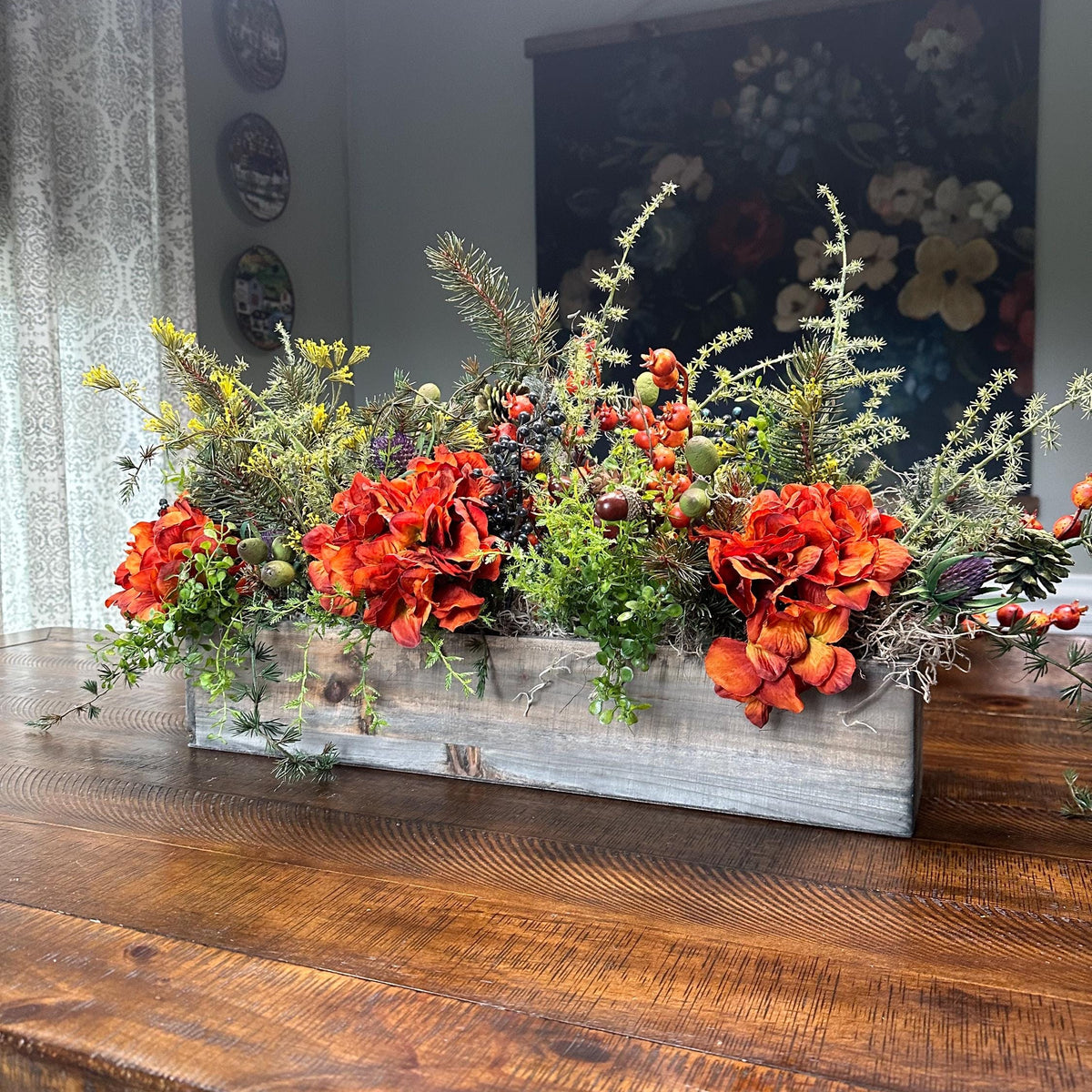 Rustic fall mini wreath set comes in pairs for back of chairs | Harvest wreath | housewarming gift | farmhouse rust hydrangea autumn wreath.