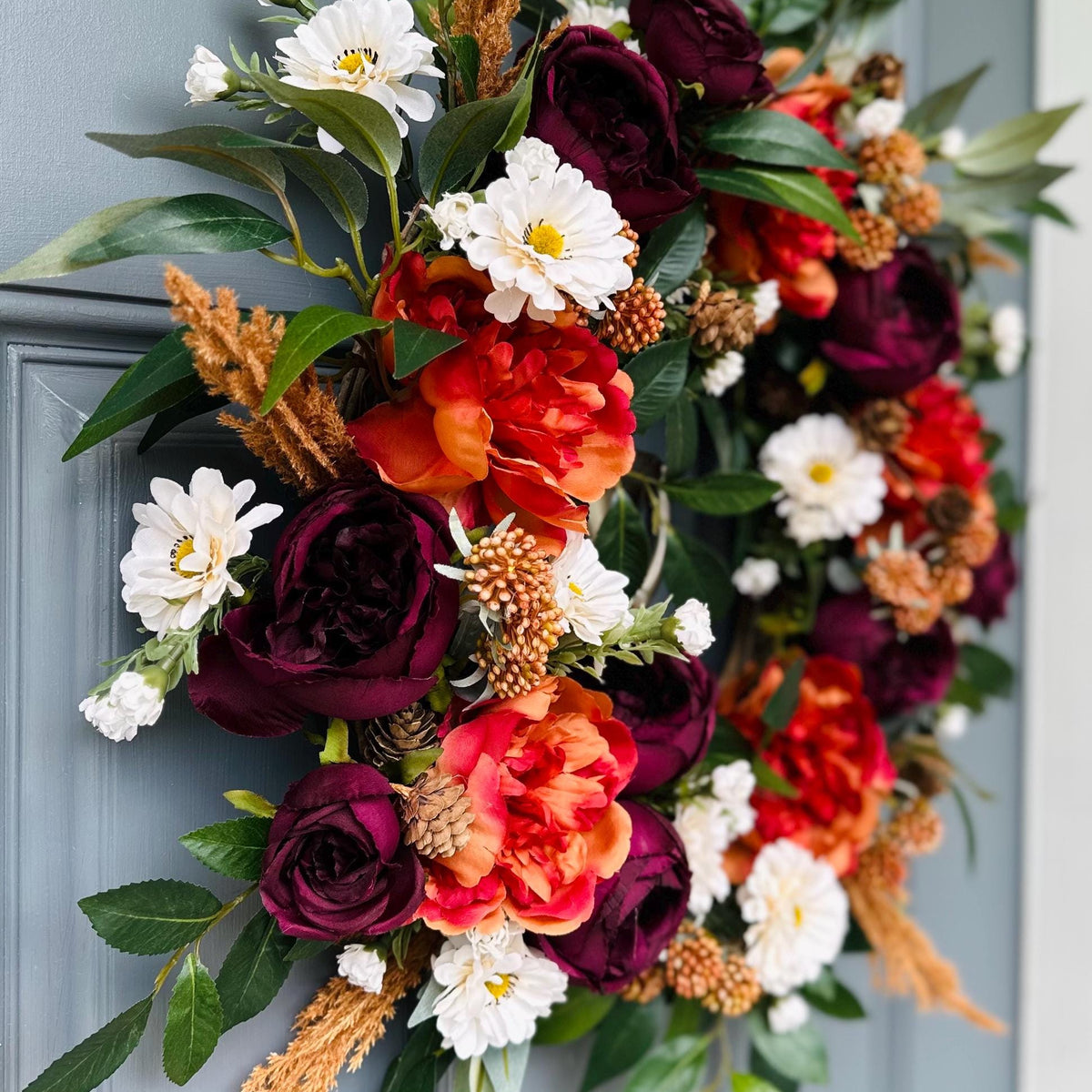 Fall wreath front door, farmhouse rustic wreath, housewarming gift, Thanksgiving front door wreath, cozy interior wall wreath, hostess gift