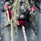 Halloween skeleton door wreath with a lantern that lights up, Moveable 36