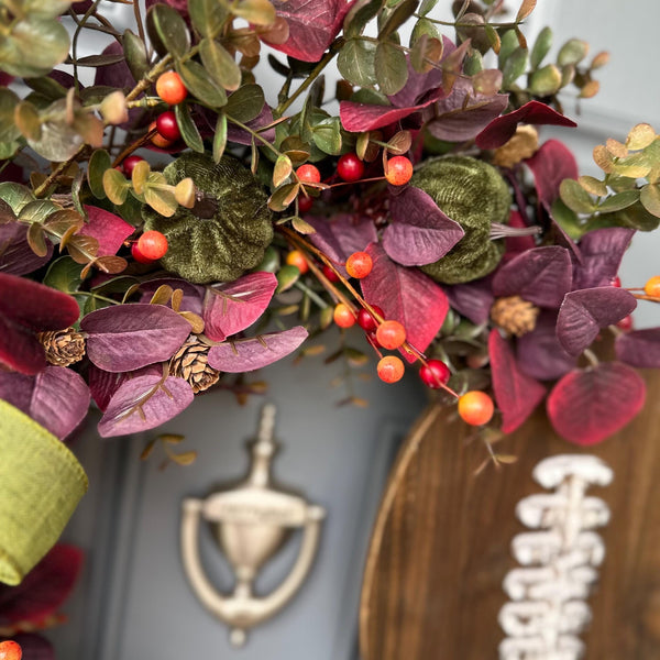 Football front door wreath, fall wreath for football season, 24" autumn farmhouse wall decor, sports wreath, rustic football wreath for door