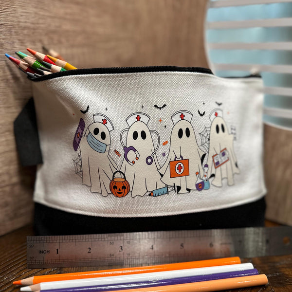 Halloween Nurse Personalized cosmetic/pencil bag, coordinates with tote bag and tumbler!