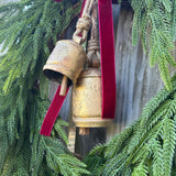 Norfolk pine front door wreath with brass bells, winter wreath, Christmas door wreath, gift for home decor lovers, perfect for winter season