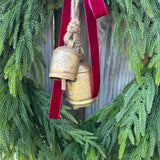 Norfolk pine front door wreath with brass bells, winter wreath, Christmas door wreath, gift for home decor lovers, perfect for winter season