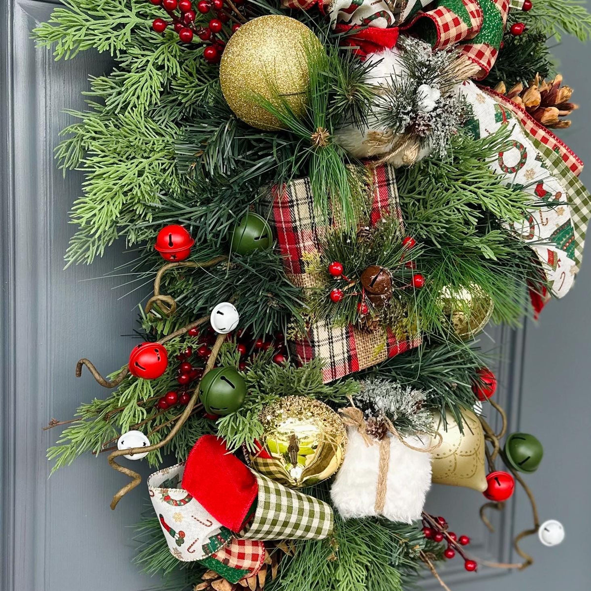 Christmas front door swag, winter swag, Rustic swag, holiday door decor, Christmas pine decor, porch swag, Christmas wreath, XL Swag 38x18x9