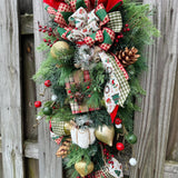 Christmas front door swag, winter swag, Rustic swag, holiday door decor, Christmas pine decor, porch swag, Christmas wreath, XL Swag 38x18x9