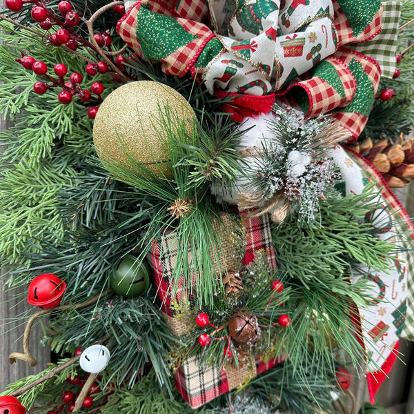 Christmas front door swag, winter swag, Rustic swag, holiday door decor, Christmas pine decor, porch swag, Christmas wreath, XL Swag 38x18x9