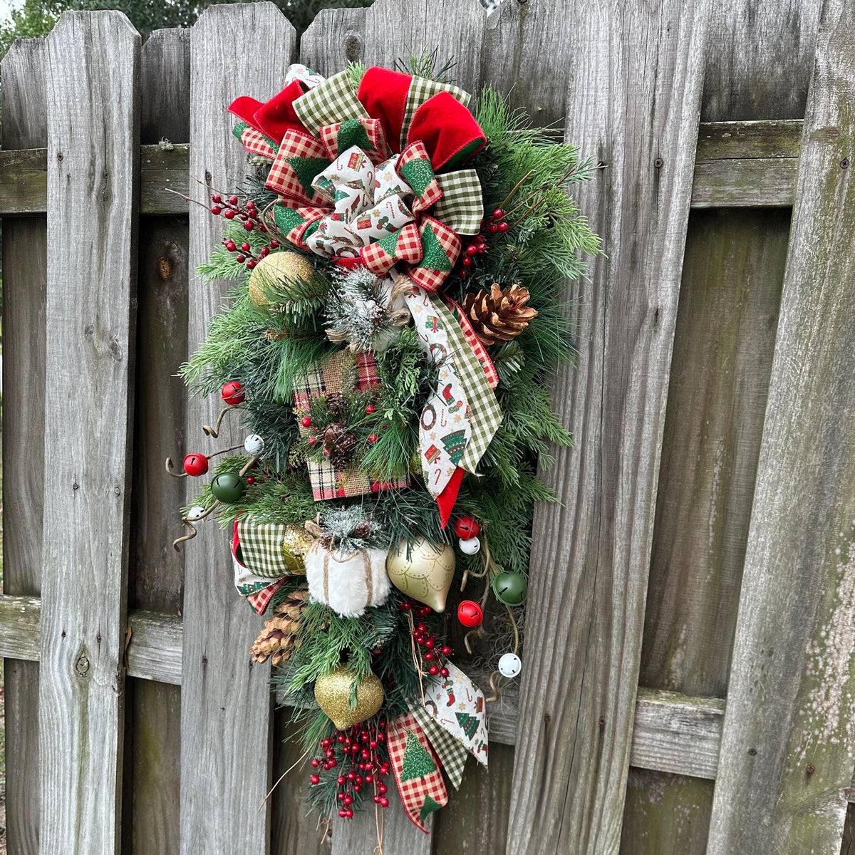 Christmas front door swag, winter swag, Rustic swag, holiday door decor, Christmas pine decor, porch swag, Christmas wreath, XL Swag 38x18x9